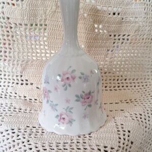 Floral Ceramic Bell with Pink Roses